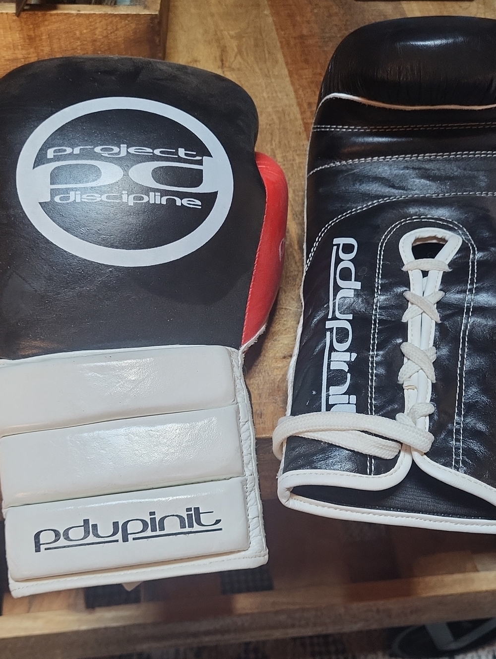 Project Discipline Men's Black & White Boxing Gloves